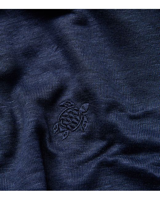 Vilebrequin Blue Linen Pyramid Polo Shirt for men