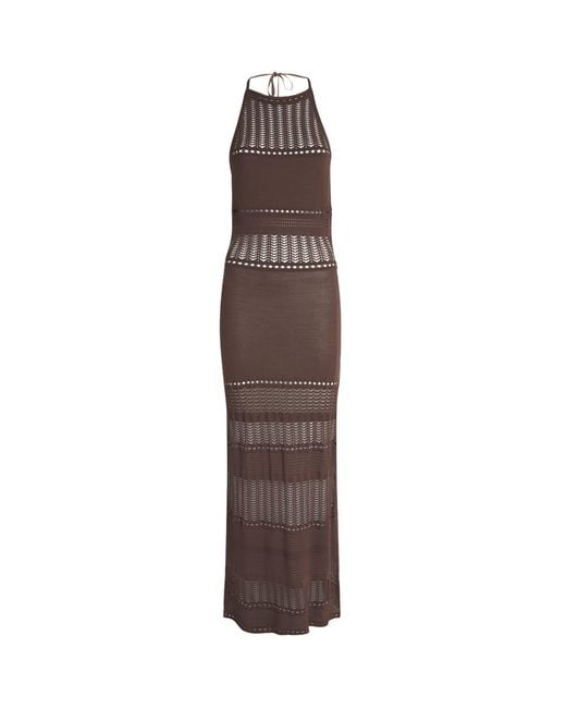 Away That Day Brown Halterneck Zanzibar Maxi Dress