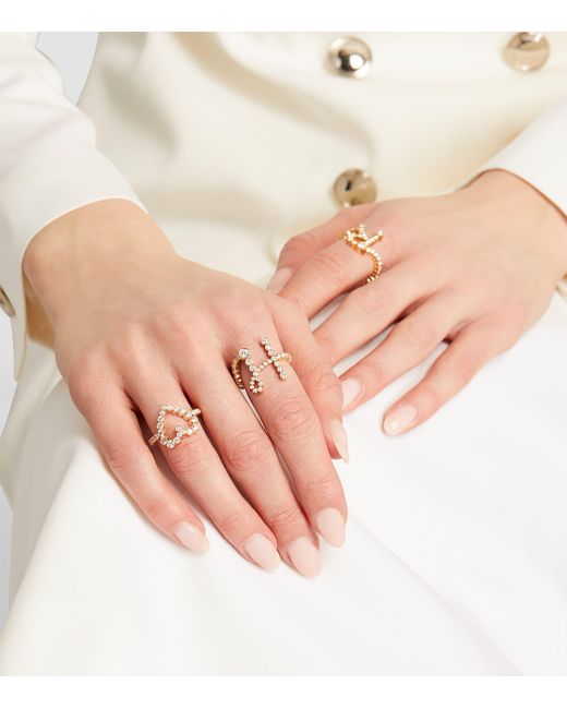 Sophie Bille Brahe Metallic And Diamond Ensemble Heart Ring