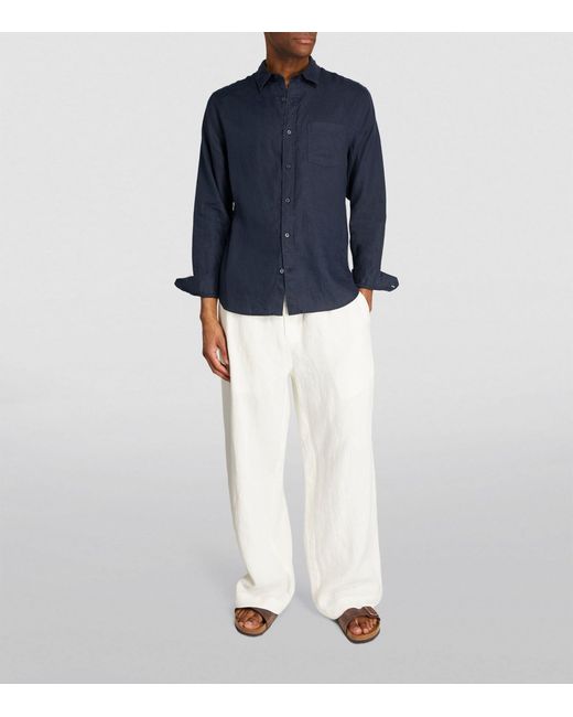 Vince Blue Linen Long-sleeve Shirt for men