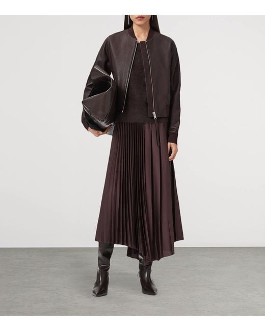 AllSaints Brown Leather Orten Bomber Jacket