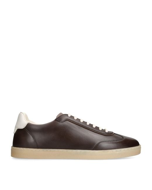 Brunello Cucinelli Brown Leather Sneakers for men