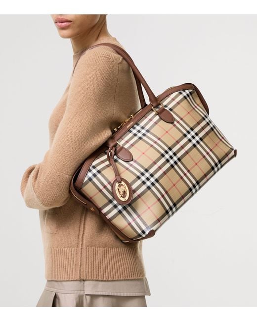 Burberry Metallic Small Check Zipped Tote Bag