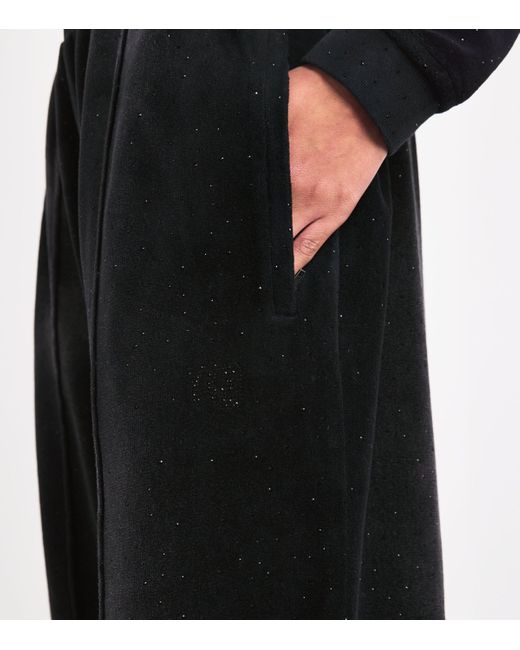 Alexander Wang Black Velour Rhinestone Hotfix Sweatpants