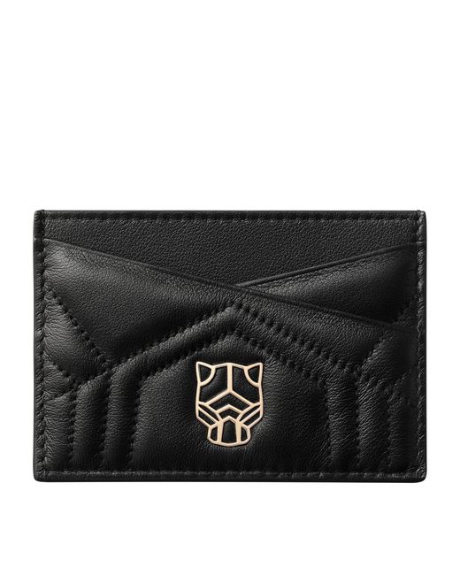 Cartier Black Leather Panthère De Card Holder