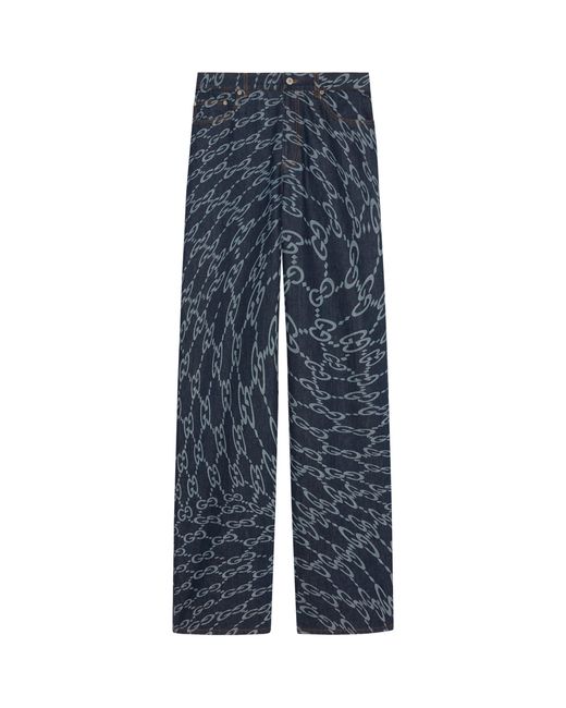 Gucci Blue Wavy Gg Jeans