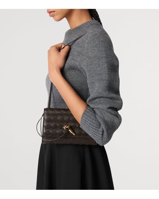 Bottega Veneta Black Leather Andiamo Shoulder Bag