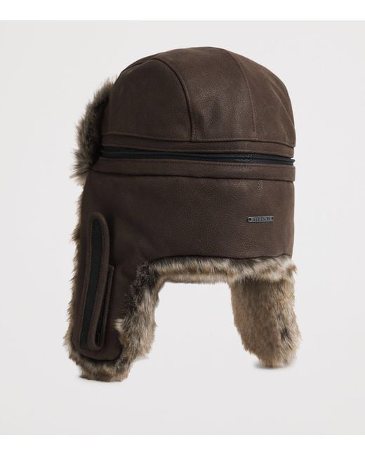 Stetson Black Cowhide Bomber Aviator Hat for men