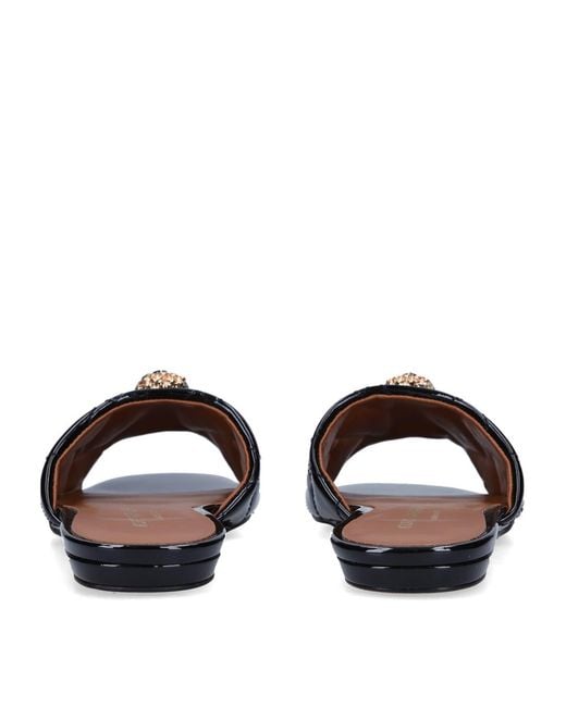 Kurt Geiger Black Patent Kensington Flat Sandals