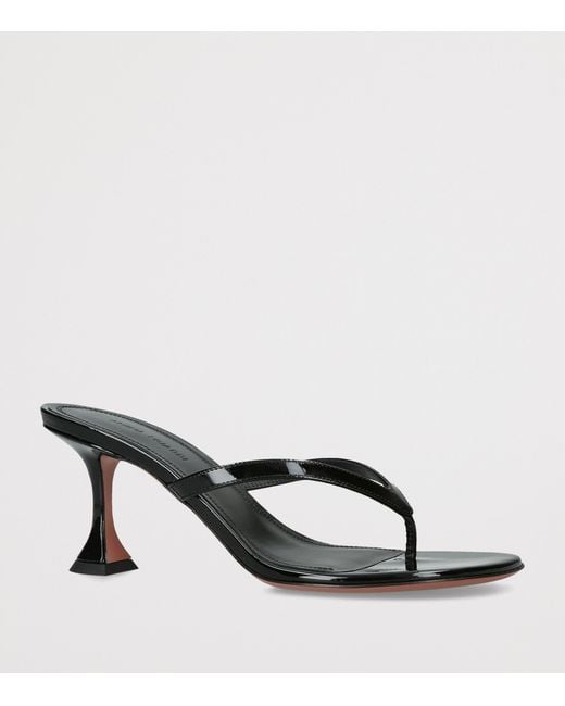 AMINA MUADDI Black Patent Leather Juliette Heeled Sandals 70