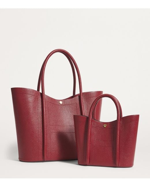 Harrods Red Leather Rope Tote Bag
