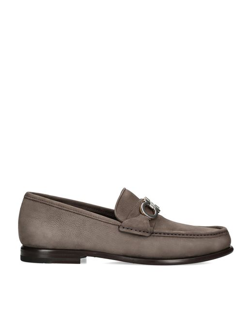 Ferragamo Brown Nubuck Leather Avril Loafers for men