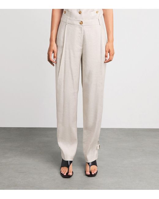 Toccin Gray Linen-Blend Elowen Trousers