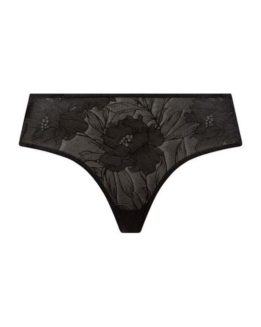 Hanro Black Floral Jacquard Tina Midi Briefs