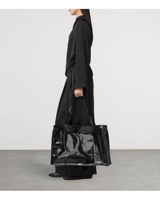 AllSaints Black Large Laminated Tote Bag
