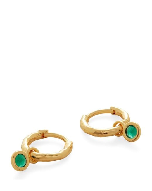 Monica Vinader Metallic Mini Vermeil And Onyx Gemstone Huggie Earrings