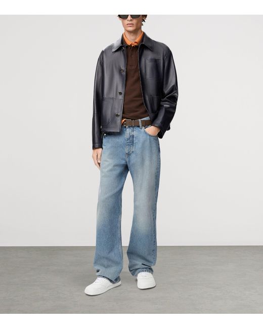 Loewe Blue Buckle-Strap Straight Jeans for men