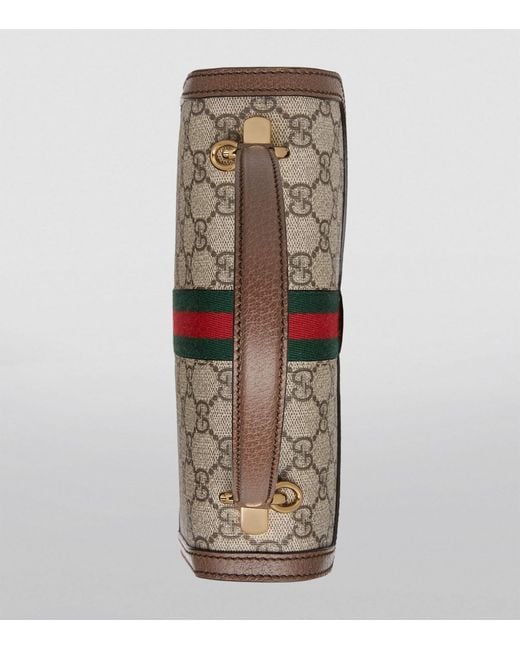 Gucci Brown Small Leather-trim Ophidia Gg Top-handle Bag