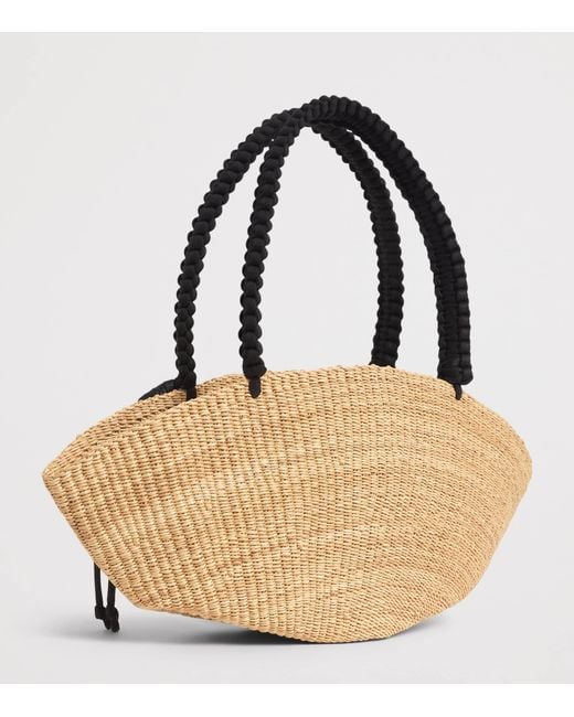 Muuñ Metallic Straw Shell Tote Bag
