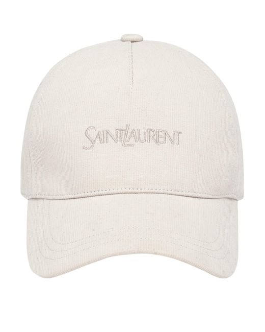 Saint Laurent White Cotton Logo Baseball Cap