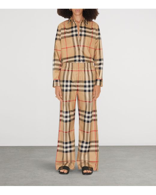Burberry Natural Cotton Check Trousers