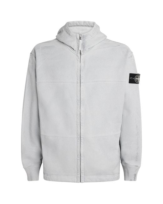 Stone Island Gray Cotton Fleece Laminated Hoodie for men