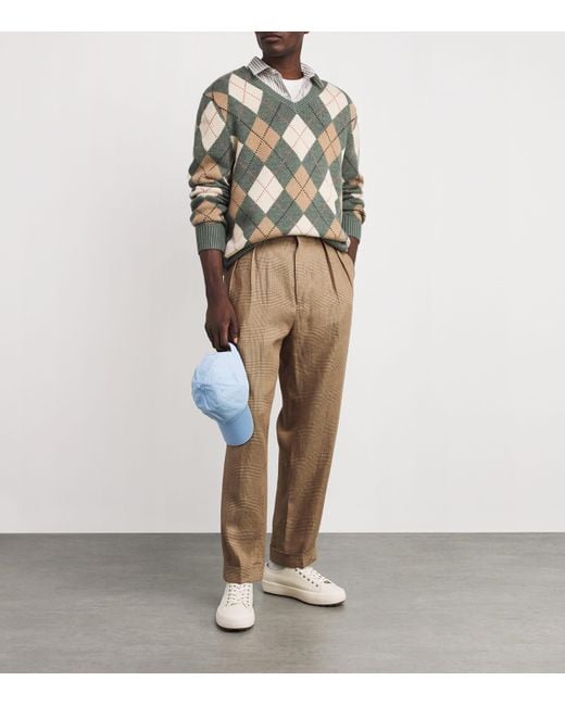 Polo Ralph Lauren Natural Linen-Blend Glen Plaid Whitman Trousers for men