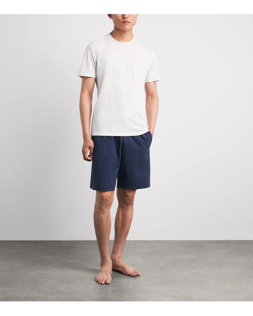 Hanro Blue Cotton Night & Day Shorts for men