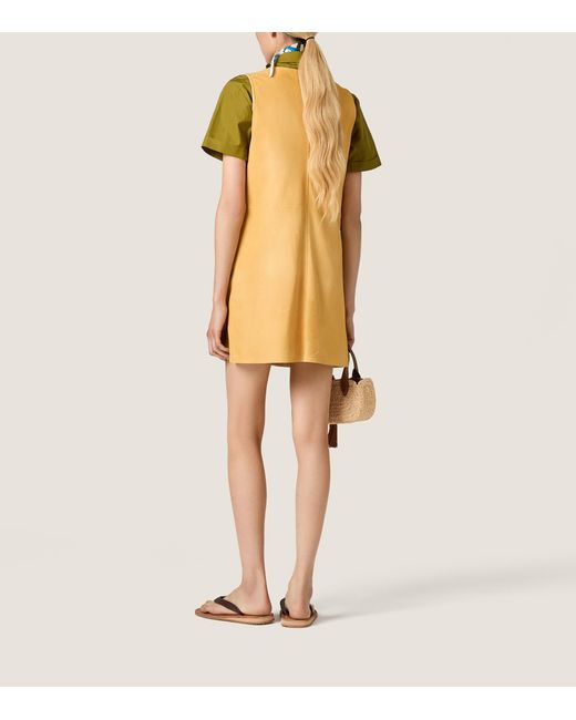 Miu Miu Yellow Suede Mini Dress