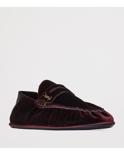 Saint Laurent Red Velvet Le Loafer Mules
