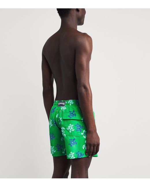 Vilebrequin Green Football Turtle Print Moorea Swim Shorts for men