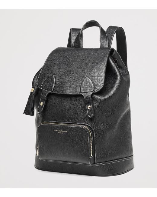 Aspinal Black Medium Leather Hudson Backpack
