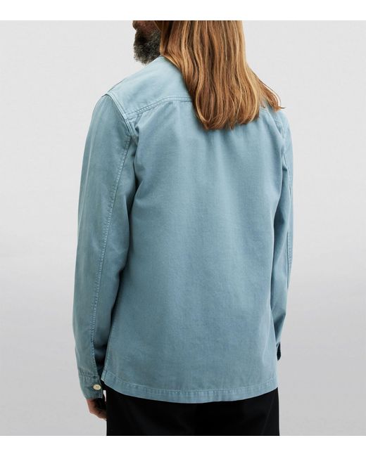 AllSaints Blue Cotton Spotter Military Overshirt for men