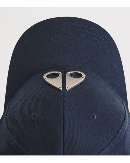 Moose Knuckles Blue Cotton Logo Baseball Cap for men