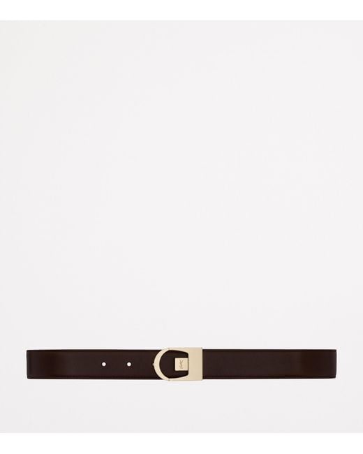 Saint Laurent White Calfskin Reversible Belt