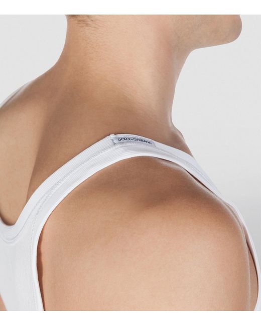 Dolce & Gabbana White Cotton Tank Top for men