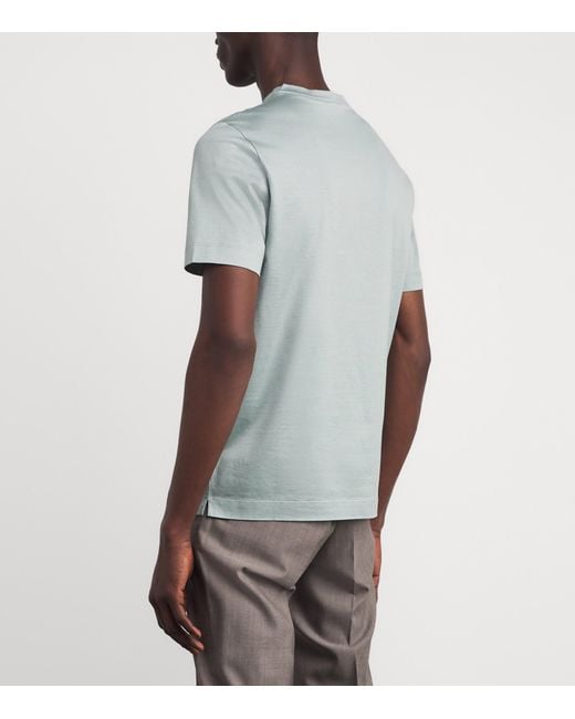 Canali Blue Cotton Double-Neck T-Shirt for men