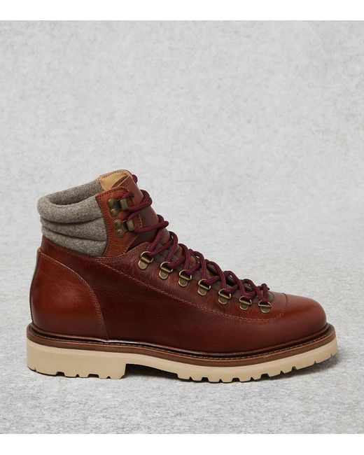Brunello Cucinelli Brown Leather Lace-up Boots for men