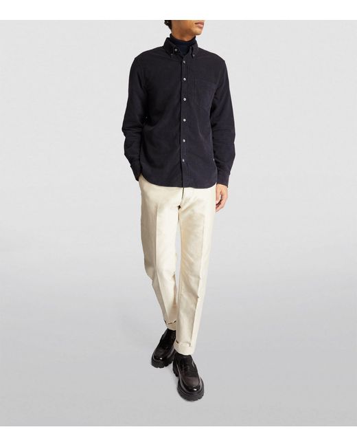 Dunhill Blue Cotton-cashmere Corduroy Shirt for men