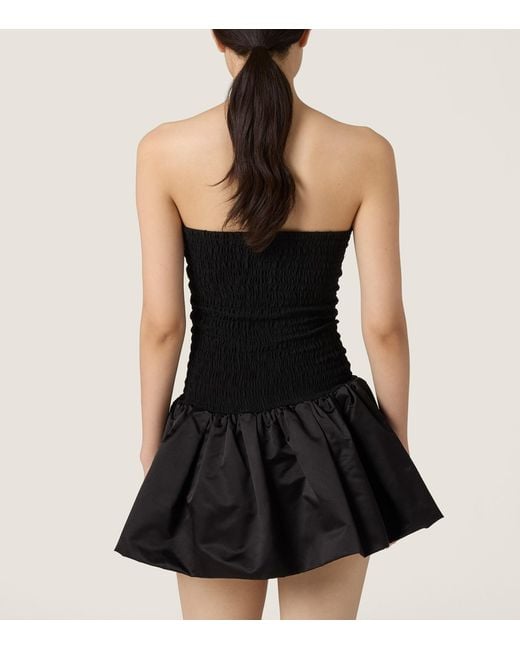 Miu Miu Black Silk-Blend Shirred Mini Dress