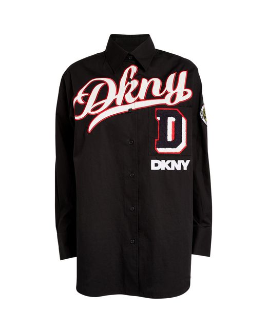 DKNY Black Embroidered Patchwork Shirt