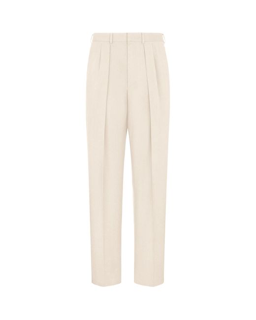 Tom Ford White Wool-Cashmere-Silk Tailored Trousers for men