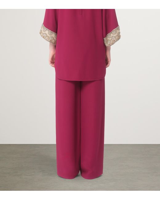Valentino Purple Silk Wide-Leg Trousers