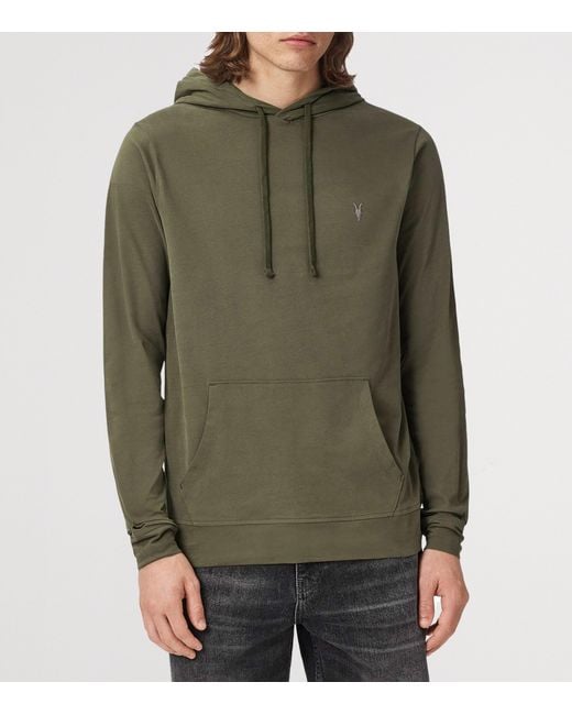AllSaints Green Brace Over-The-Head Hoodie for men