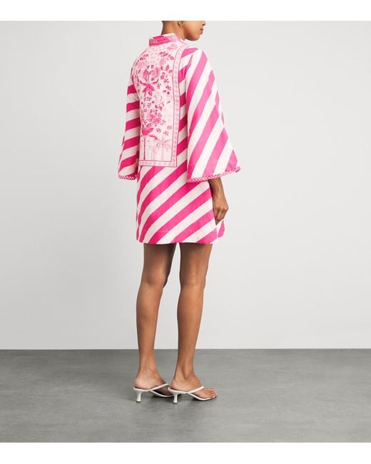 VERANDAH Pink Printed Kaftan Mini Dress