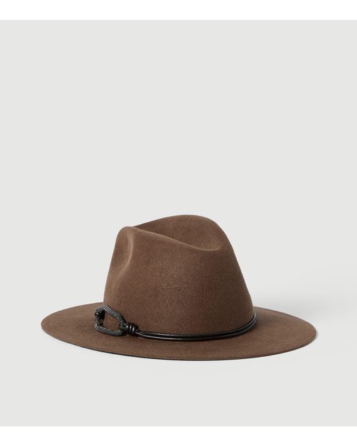 Brunello Cucinelli Brown Felt Monili-Detail Fedora