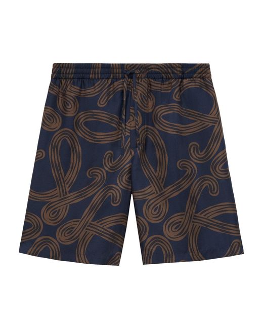Loewe X Paula's Ibiza Silk Anagram Shorts in Blue for Men | Lyst