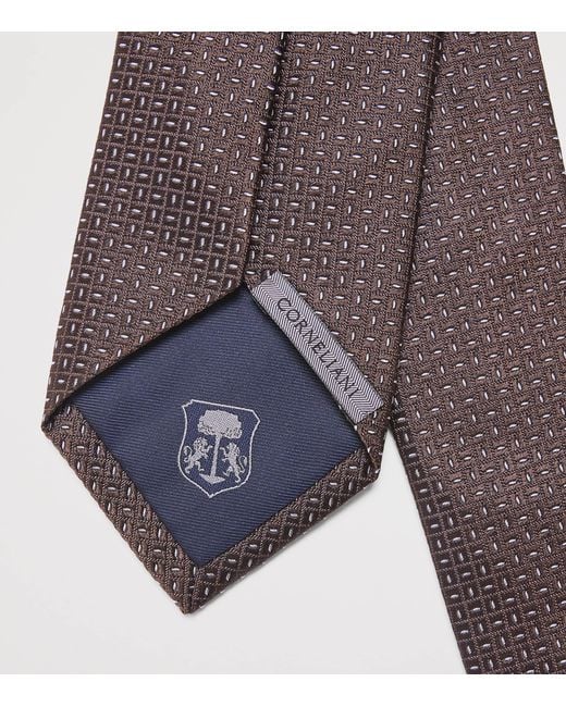 Corneliani Purple Silk Jacquard Tie for men