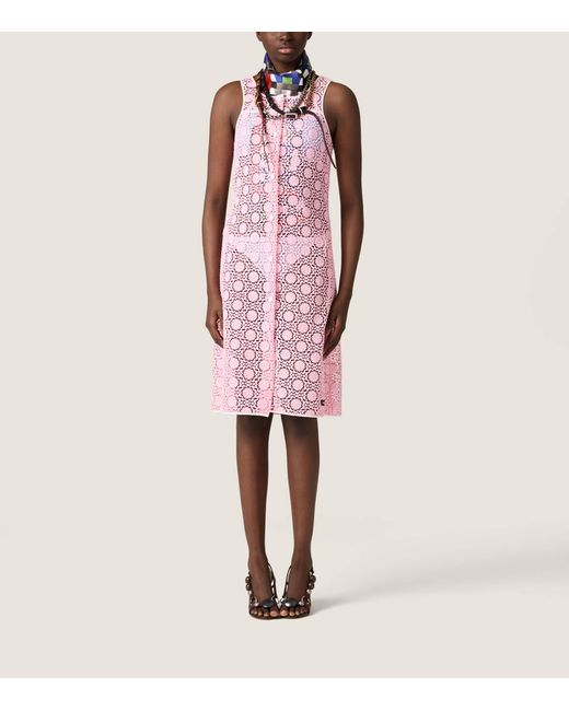 Miu Miu Pink Macramé Midi Dress