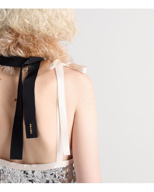 Prada White Sequin-Embellished Mini Dress